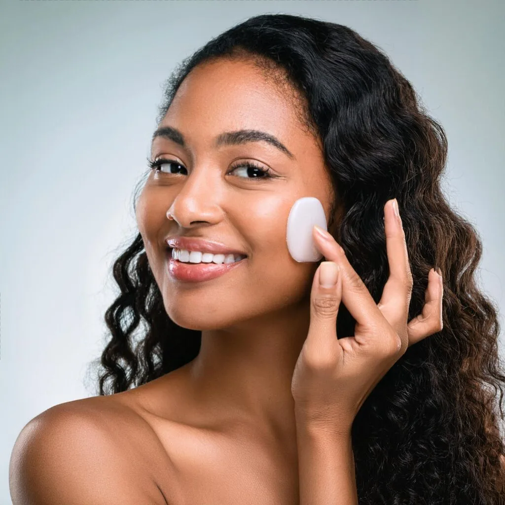 uma-mulher-passando-produto-de-beleza-em-seu-rosto-1024x1024 Rotina de Beleza: Guia Simples para Uma Pele Radiante